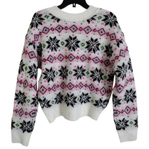 Pink Victoria's Secret Nordic winter multicolor neon cropped sweater size Small